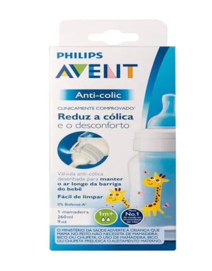 Mamadeira Philips Avent - Anti cólica Clássica Girafa 260ml - Scf821/12