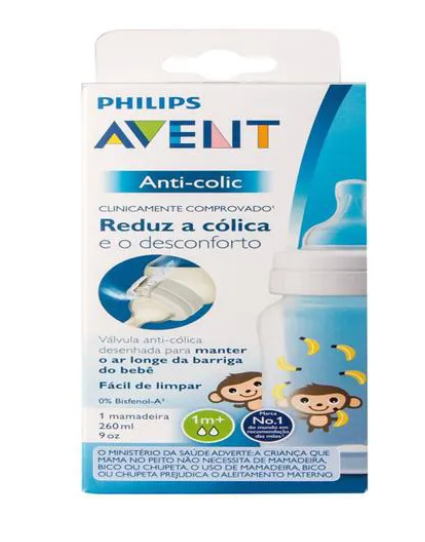 Mamadeira Philips Avent - Anti cólica Clássica Macaco 260ml - Scf821/11