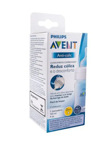 Mamadeira Philips Avent - Anti cólica Clássica Transparente 125ml  - Scf810/17