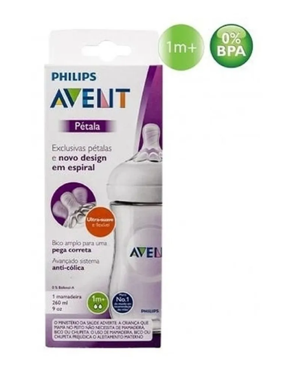 Mamadeira Philips Avent Linha Pétala Transparente 260ml - Scf033/17