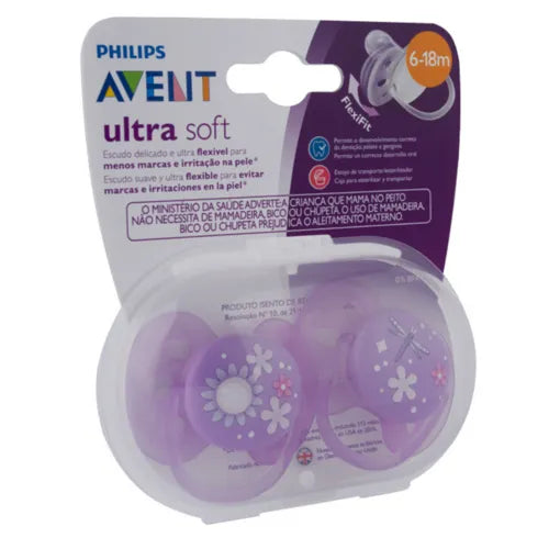 Philips Avent - Chupeta Ultra Soft Decorada Dupla 6 a 18 meses - SCF227/22
